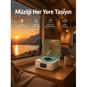 Retro Tasarımlı Gece Lambalı Bluetooth Hoparlör – Saat Ve Pil Göstergeli