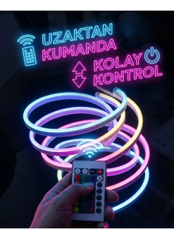 Rgb Akıllı Led Neon Şerit Işık 3 Metre Uzaktan Kumandalı Ve Telefon Kontrollü Renkli Aydınlatma