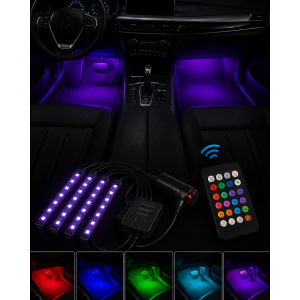 Rgb Araç İçi Şerit Led Seti Müzik Kontrollü Ambiyans Aydınlatma