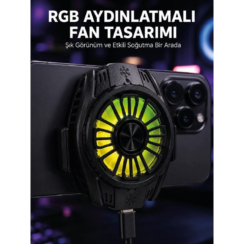 Rgb Fan Aydınlatmalı Sessiz Çalışan Telefon Soğutucu Rgb Fan Aydınlatmalı Sessiz Çalışan Telefon Soğutucu