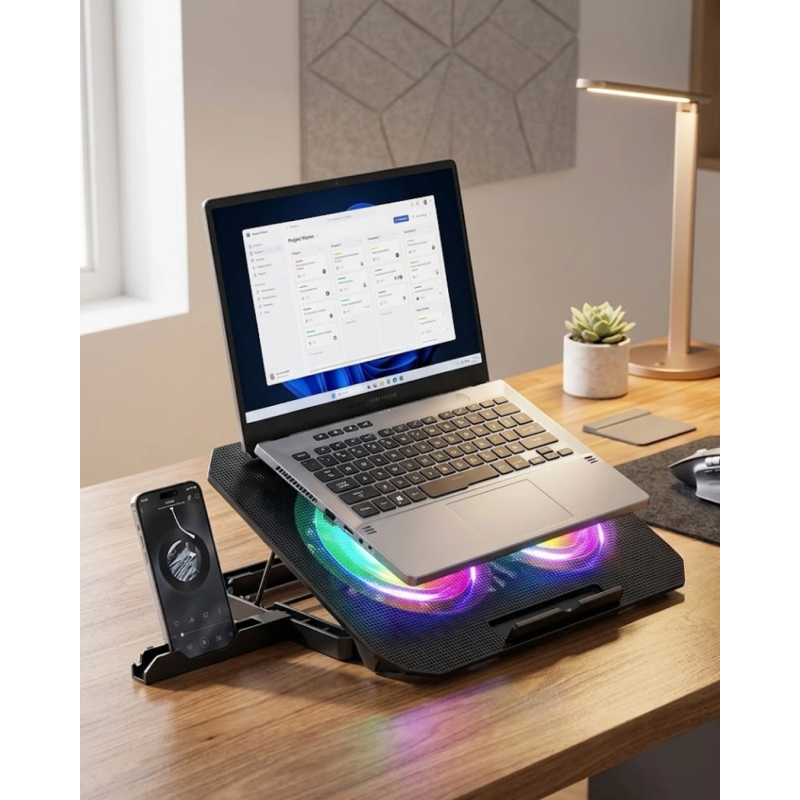 Rgb Fanlı Laptop Soğutma Standı Usb Girişli Notebook Yükseltici Rgb Fanlı Laptop Soğutma Standı Usb Girişli Notebook Yükseltici
