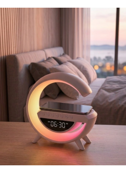 Rgb Gece Lambalı Kablosuz Şarj Cihazlı Bluetooth Hoparlör Dijital Saat