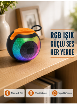 Rgb Işıklı Bluetooth Hoparlör – 360° Stereo Ses Ve 8 Saat Çalma Süresi
