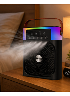 Rgb Işıklı Buharlı Masaüstü Fan Sessiz Çalışan Usb Şarjlı Taşınabilir Fan