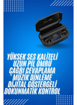 Rgb Işıklı Çift Mikrofonlu Siyah Profesyonel  Kulaklığı Kablosuz Kulakiçi