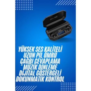 Rgb Işıklı Çift Mikrofonlu Siyah Profesyonel  Kulaklığı Kablosuz Kulakiçi