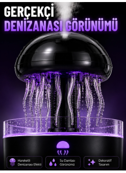 Rgb Işıklı Denizanası Hava Nemlendirici Ultrasonik Buhar Makinesi 2h 4h 8h Zamanlayıcılı