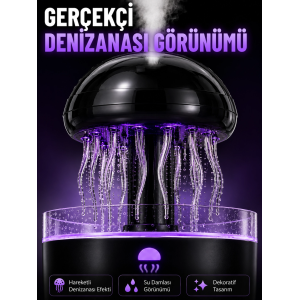Rgb Işıklı Denizanası Hava Nemlendirici Ultrasonik Buhar Makinesi 2h 4h 8h Zamanlayıcılı