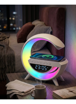 Rgb Işıklı Kablosuz Şarjlı Bluetooth Hoparlör Saat Ve Alarm Özellikli