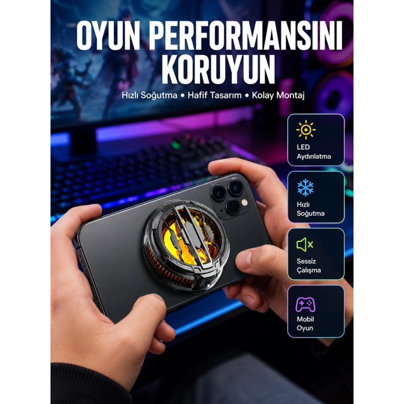 Rgb Işıklı Sessiz Fanlı Telefon Soğutucu Rgb Işıklı Sessiz Fanlı Telefon Soğutucu