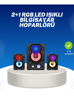 Rgb Işıklı Usb Hoparlör Seti 9w Çıkış Gücü Derin Bas