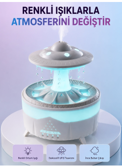 Rgb Işıklı Yağmur Efektli Hava Nemlendirici 350 Ml Sessiz Çalışma Uzaktan Kumanda