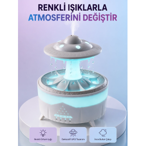 Rgb Işıklı Yağmur Efektli Hava Nemlendirici 350 Ml Sessiz Çalışma Uzaktan Kumanda