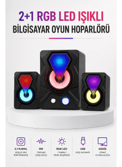 Rgb Led Aydınlatmalı Bilgisayar Oyun Hoparlör Sistemi