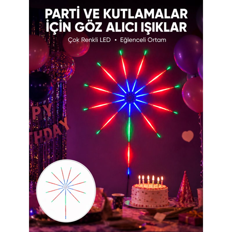 Rgb Led Duvar Dekoru Sökülebilir Kollu Havai Fişek Işık Sistemi Yeni Nesil Rgb Led Duvar Dekoru Sökülebilir Kollu Havai Fişek Işık Sistemi Yeni Nesil