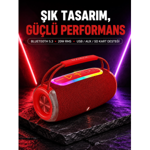 Rgb Led Işıklı 20w Taşınabilir Bluetooth Hoparlör Ipx6 Suya Dayanıklı