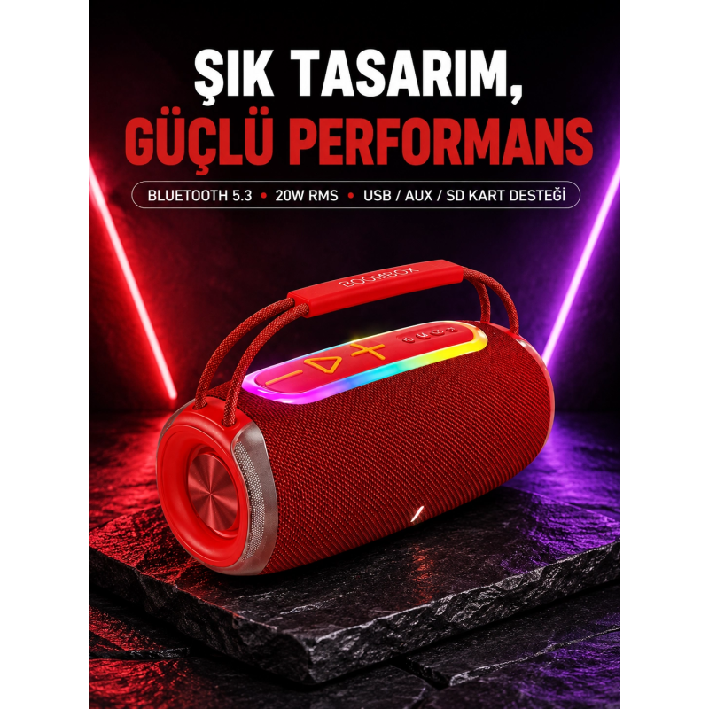 Rgb Led Işıklı 20w Taşınabilir Bluetooth Hoparlör Ipx6 Suya Dayanıklı Rgb Led Işıklı 20w Taşınabilir Bluetooth Hoparlör Ipx6 Suya Dayanıklı
