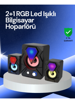 Rgb Led Işıklı 2.1 Usb Oyun Hoparlörü Derin Bas Ve Net Ses