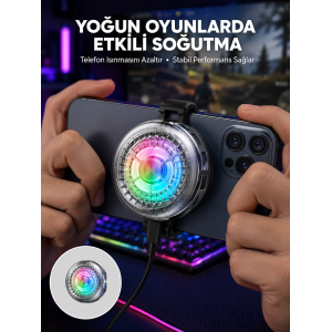 Rgb Led Telefon Soğutucu Fan Yüksek Hızlı Soğutma  Cooler Yeni Nesil