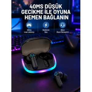 Rgb Şarj Kutulu Tws Kablosuz Kulaklık Bluetooth 5.4 Hd Voice Type-c Şarj Destekli
