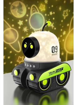 Robot Projeksiyon Gece Lambası Hoparlörlü Şarjlı Yıldızlı Gökyüzü Temalı Led Projeksiyon Lambası