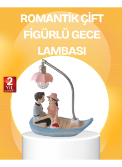 Romantik Çift Figürlü Gece Lambası Sandal Model Sevgiliye Özel Hediye