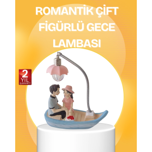 Romantik Çift Figürlü Gece Lambası Sandal Model Sevgiliye Özel Hediye