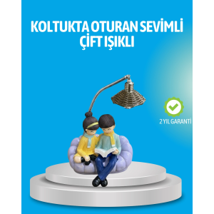 Romantik Çift Figürlü Okuyan Çift Masa Lambası Dekoratif Led Aydınlatma
