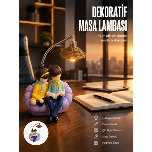 Romantik Çift Temalı Dekoratif Masa Lambası Yumuşak Led Işık
