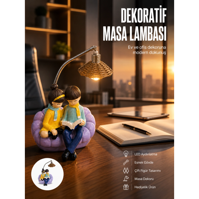 Romantik Çift Temalı Dekoratif Masa Lambası Yumuşak Led Işık Romantik Çift Temalı Dekoratif Masa Lambası Yumuşak Led Işık
