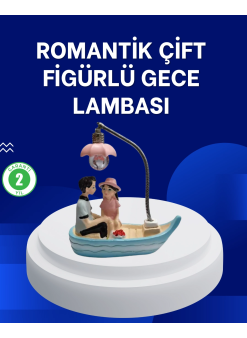 Romantik Sandal Üzerinde Çift Figürü Led Gece Lambası Masa Dekoru