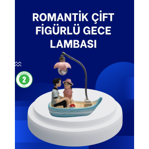 Romantik Sandal Üzerinde Çift Figürü Led Gece Lambası Masa Dekoru