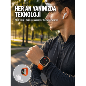 S8 Ultra Akıllı Saat Ve Bluetooth Kablosuz Kulaklık 2’li Set Yeni Nesil
