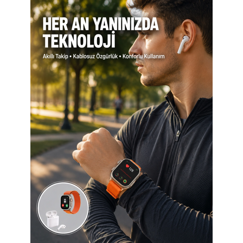 S8 Ultra Akıllı Saat Ve Bluetooth Kablosuz Kulaklık 2’li Set Yeni Nesil S8 Ultra Akıllı Saat Ve Bluetooth Kablosuz Kulaklık 2’li Set Yeni Nesil