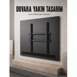 Sabit Televizyon Askı Atı 50"-95" İnce Profil Sağlam Metal Tv Duvar Braketi