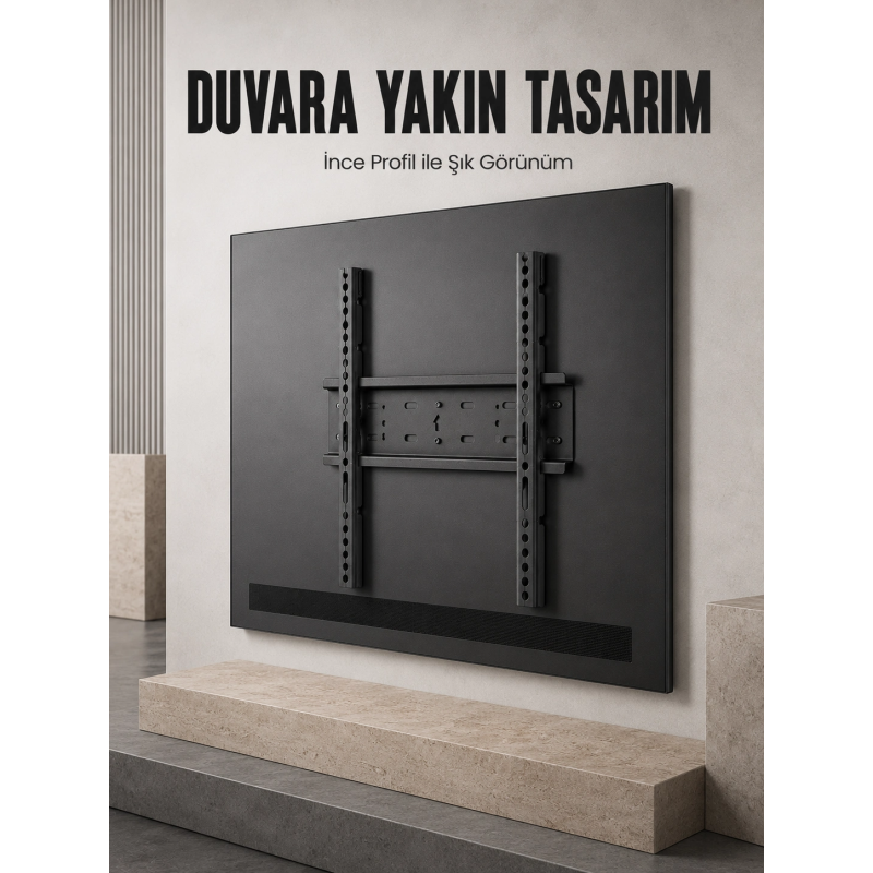 Sabit Televizyon Askı Atı 50"-95" İnce Profil Sağlam Metal Tv Duvar Braketi Sabit Televizyon Askı Atı 50"-95" İnce Profil Sağlam Metal Tv Duvar Braketi