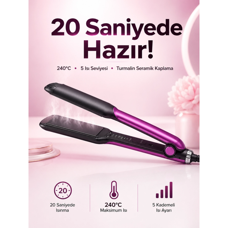 Saç Düzleştirici Isı Ayarlı Seramik Kaplama Döner Kablo Yıpranma Karşıtı Saç Düzleştirici Isı Ayarlı Seramik Kaplama Döner Kablo Yıpranma Karşıtı