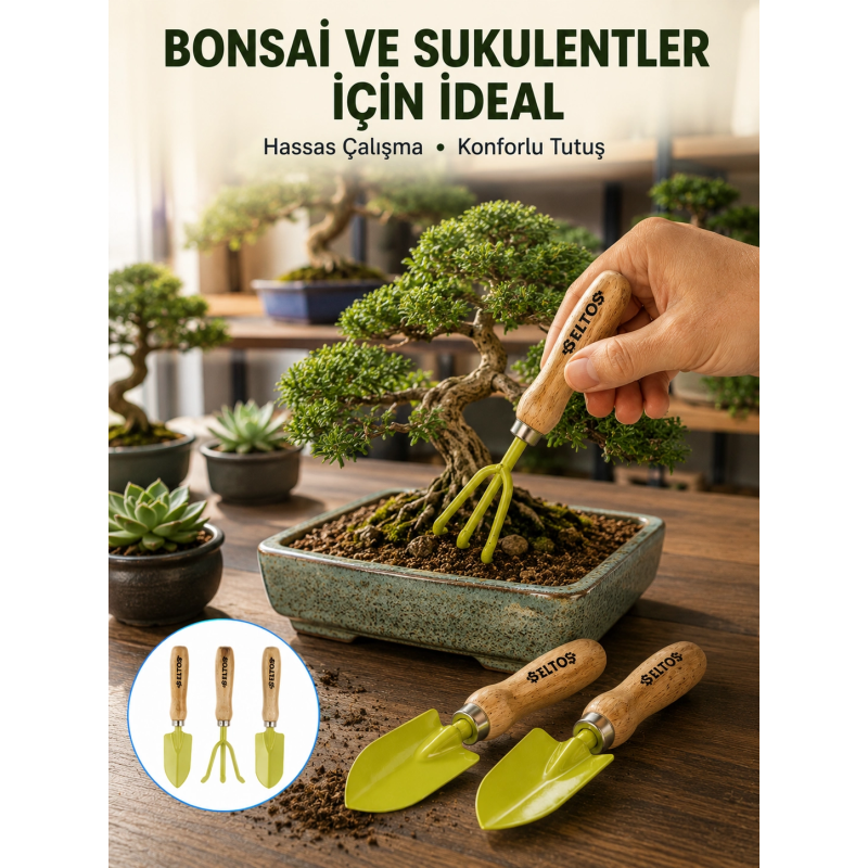 Saksı Bitkileri İçin Bahçe El Aleti Seti Ergonomik Ahşap Saplı Saksı Bitkileri İçin Bahçe El Aleti Seti Ergonomik Ahşap Saplı