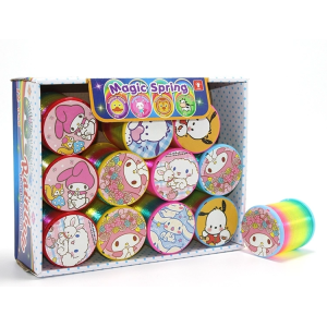 Sanrio Karakterli Magic Spring Stres Yayı - Standlı Gökkuşağı Renkli Oyuncak Seti 12'li Alk3988