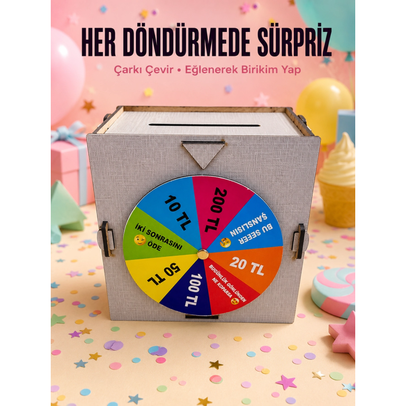 Şans Çarklı Tasarruf Kutusuahşap Para Biriktirme Oyunu Şans Çarklı Tasarruf Kutusuahşap Para Biriktirme Oyunu