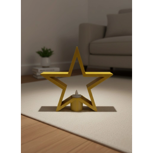 Sarı Yıldız Mumluk Modern Salon Ve Raf Dekoru
