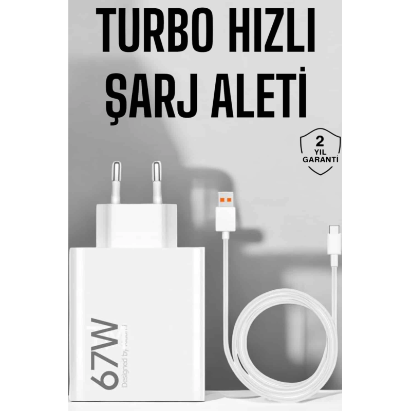 Şarj Aleti 67w Hızlı Şarj Turbo Type-c Uyumlu Şarj Adaptörü Kablosu