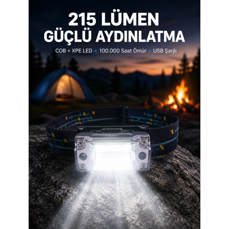 Şarj Edilebilir Led Kafa Feneri 215 Lümen Xpe Cob Güçlü Aydınlatma Şarj Edilebilir Led Kafa Feneri 215 Lümen Xpe Cob Güçlü Aydınlatma