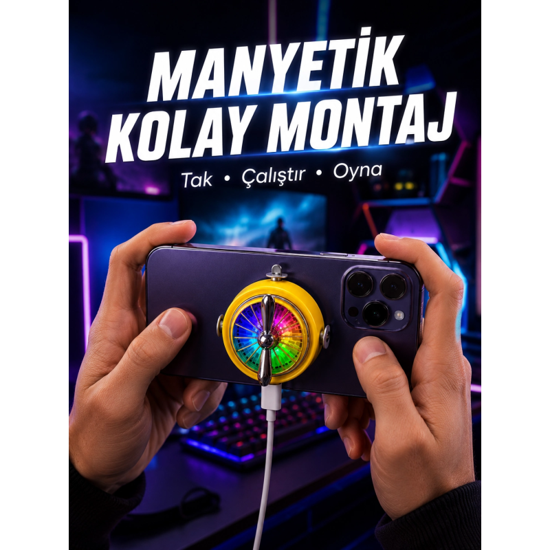 Şarj Edilebilir Rgb Telefon Soğutucu Oyun Fanı Şarj Edilebilir Rgb Telefon Soğutucu Oyun Fanı