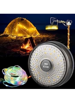 Şarjlı 10 Metre Ledli Şarj Göstergeli 8 Işık Modlu Hareketli Ve Flaşör Modlu Kamp Lambası Led Işık