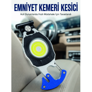 Şarjlı Acil Durum Feneri Elektronik Çakmak Tornavida Ve Emniyet Kemeri Kesicili Taşınabilir El Feneri
