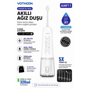 Şarjlı Ağız Duşu Diş Bakım Cihazı 4 Modlu Diş Arası Temizleyici 320ml 5 Başlıklı 1500 Mah Kablosuz
