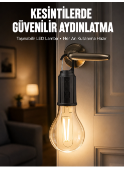 Şarjlı Aydınlatma Ampul Tasarımlı Ambians Işık Askılı Kamp Lambası