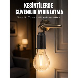 Şarjlı Aydınlatma Ampul Tasarımlı Ambians Işık Askılı Kamp Lambası