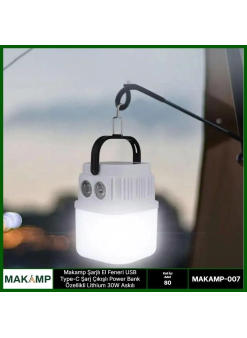Şarjlı El Feneri Usb Powerbanklı Askılı